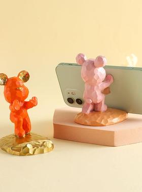 新款直销可爱暴力熊平板手机支架树脂工艺品桌面装饰小摆件礼品