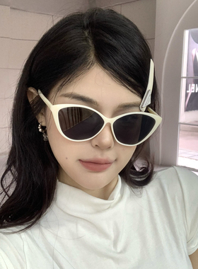 复古白框猫眼墨镜女近视开车偏光