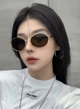 美式茶色墨镜方圆脸显瘦防紫外线