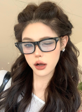 复古方框浅蓝猫眼街拍凹造型墨镜