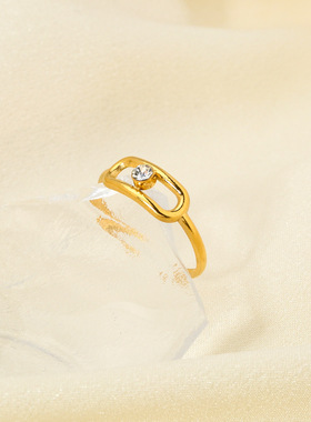 INS网红女戒18K镀金镶锆石