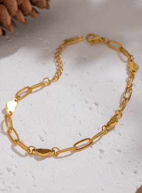 欧美简约爱心回形针手链