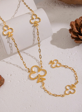 欧美小众梅花流苏项链