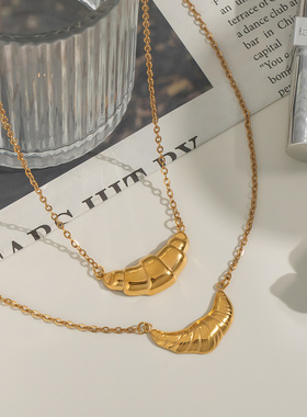 轻奢牛角包几何颈链32