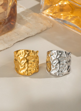 几何褶皱光面轻奢戒指