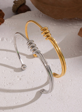 冷淡风扭结素圈手镯36