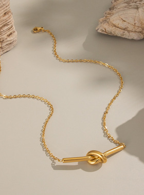 几何打结扭结不锈钢项链