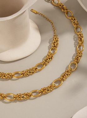 网红打结扭结钛钢金项链手链