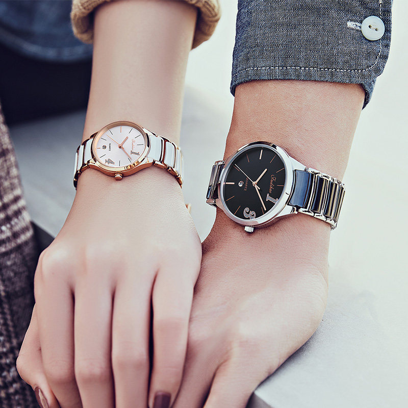 富迪豪陶瓷情侣情侣款一对石英表 富迪豪国产腕表