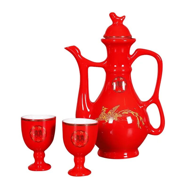 敬酒杯子红色小酒杯结婚用品婚庆酒盅陶瓷对杯交杯酒陶瓷小酒杯 - 图3