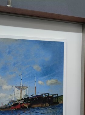 【带实木画框】列维坦《满载而归的船舶》挂画 装饰画 客厅壁画