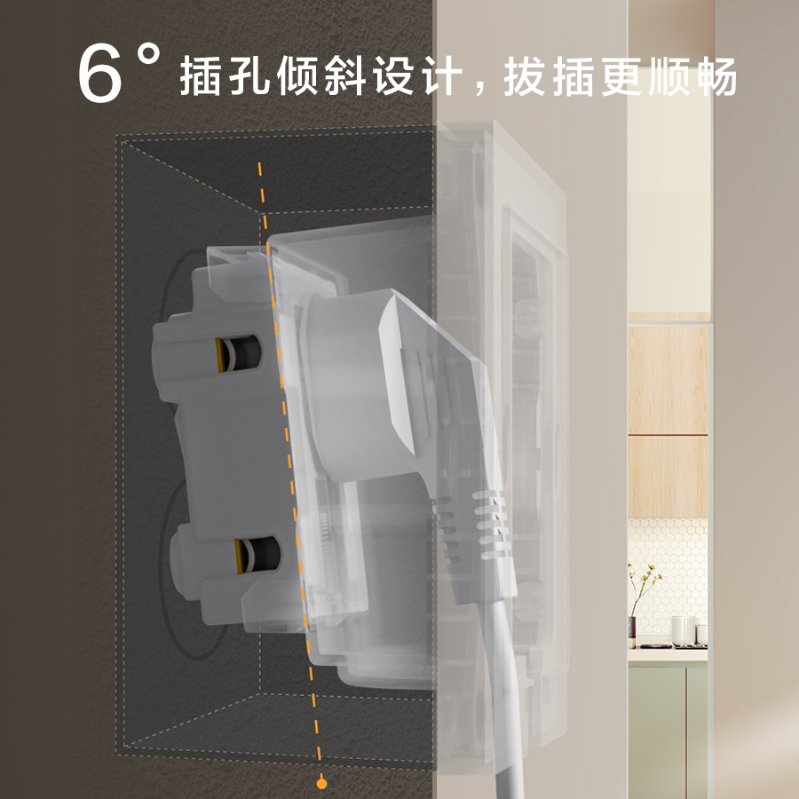 罗格朗隐藏式插座嵌入二三插内嵌式隐形冰箱空调内凹防尘防水10A - 图0