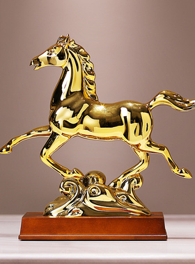 千堂彩马摆件电镀工艺金属质感