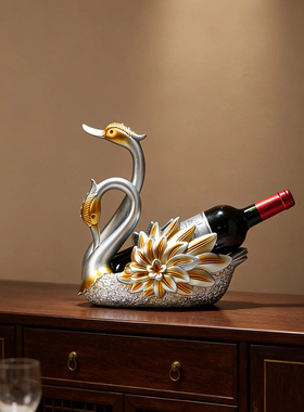 中式创意天鹅红酒架摆件客厅斜放玄关鞋柜酒柜装饰品乔迁新居礼品