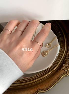 【不掉色不过敏】素圈戒指女潮韩版简约ins个性关节食指尾戒钛钢