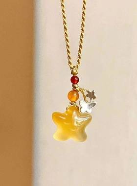 焦糖布丁小熊吊坠编织颈链复古可爱简约少女心小怪兽项链闺蜜礼物