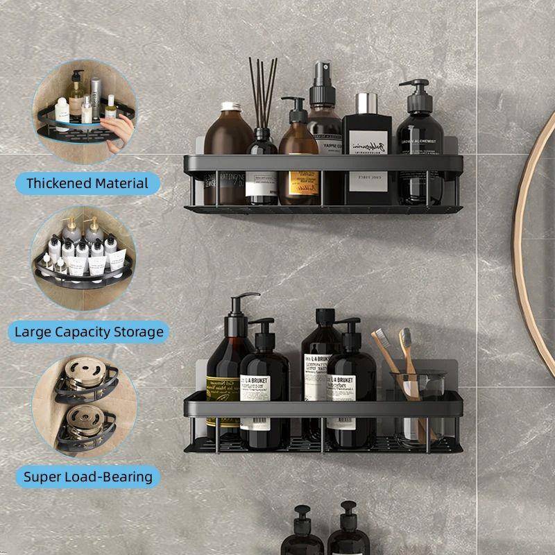 Bathroom Shelf Makeup Storage Organizer Aluminum Alloy Shamp - 图1