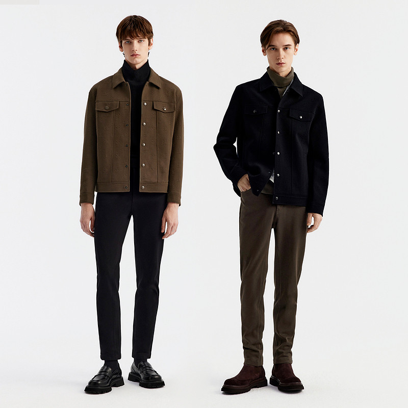 【18针澳洲羊毛】比音勒芬秋冬季男高级感复古工装翻领夹克外套厚