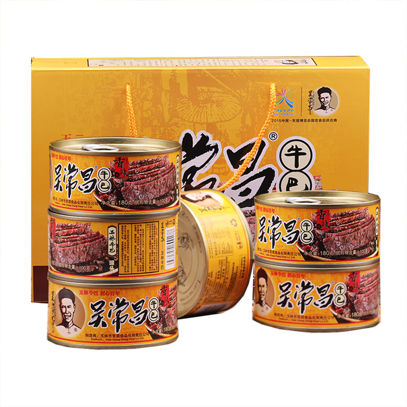 吴常昌玉林牛巴180g*6罐牛肉干 元禧食品牛肉类