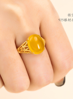 纯银S925古法银戒指空托男女戒托