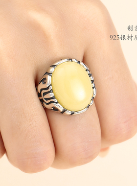 s925纯银戒指空托男女diy绿松石