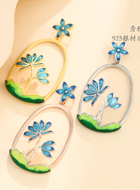 荷塘树叶文艺蜜蜡25*35吊坠空托