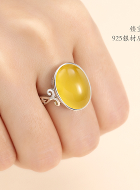 diy纯银绿松石蜜蜡翡翠戒指空托