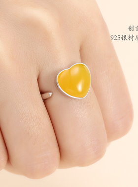 diy空托戒指手工爱心纯银S925