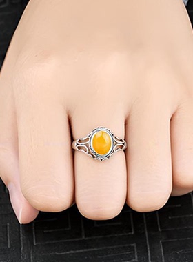 复古霸气个性椭圆形戒指空托男女