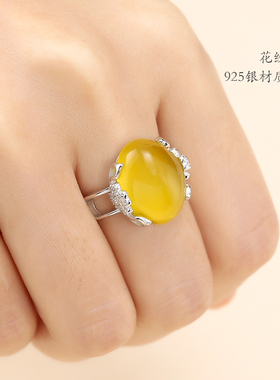 纯银戒指空托开口白金色925男女