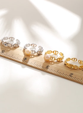 珍珠戒指空托配件猪鼻子戒托空托