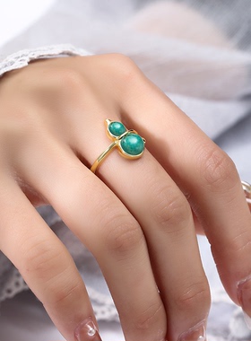 葫芦戒指空托DIY配件18k金戒托女