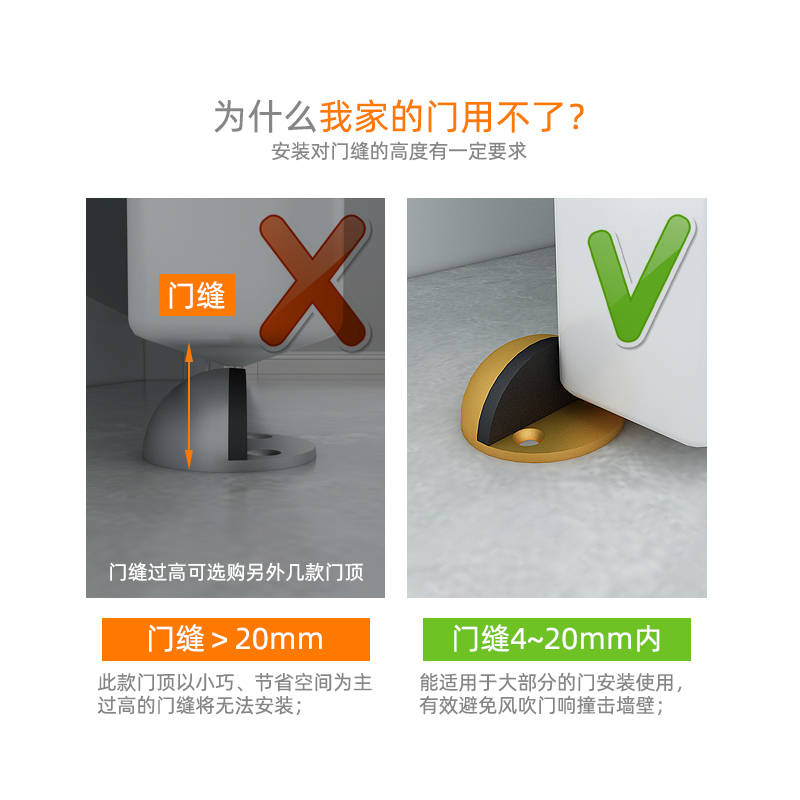 门吸免打孔新款门挡器门碰地吸门阻门档防撞卫生间门顶硅胶静音垫 - 图1