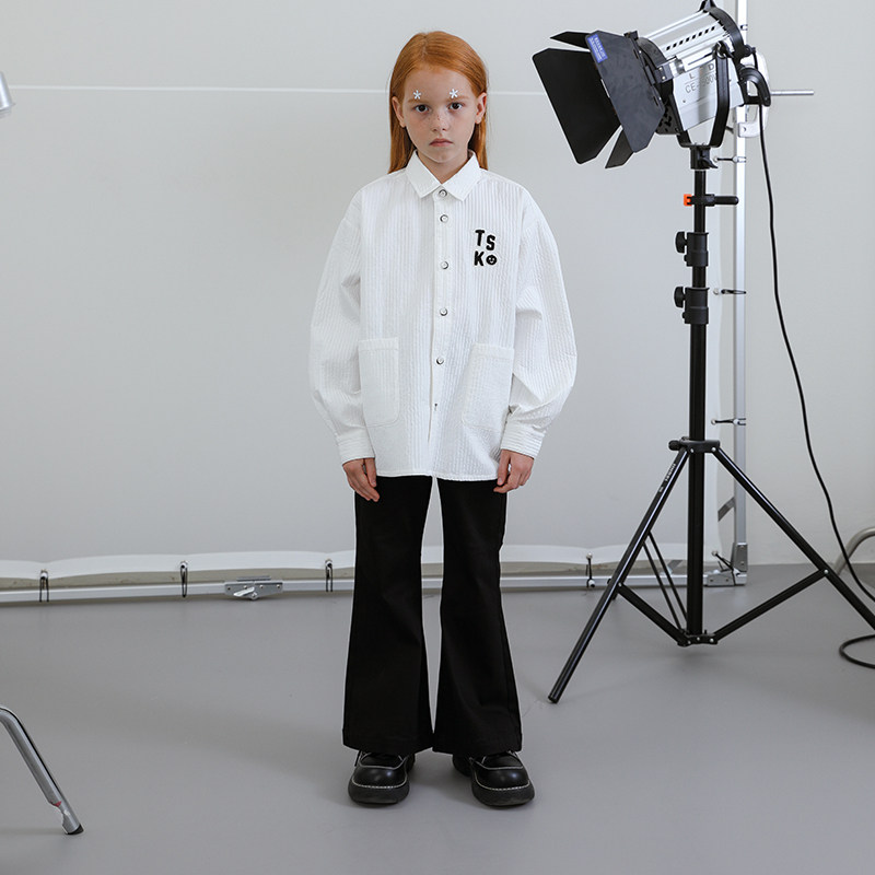 【黑白系列】TYAKASHAKIDS塔卡沙童装裤子女童喇叭裤长裤牛仔裤