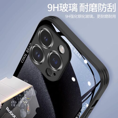 钛金机械熊适用苹果15promax手机壳iphone14潮牌13mini新款防摔12男11女xsmax玻璃xr高级感se378plus保护套6s - 图1