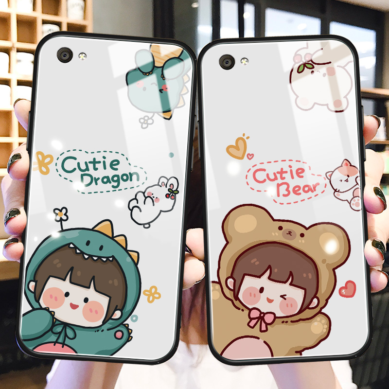 小熊女孩vivox9手机壳防摔x9s闺蜜ins同款x9plus适用x9splus玻璃卡通y5s可爱趣味y9s个性puls创意z5x保护套z6 - 图0