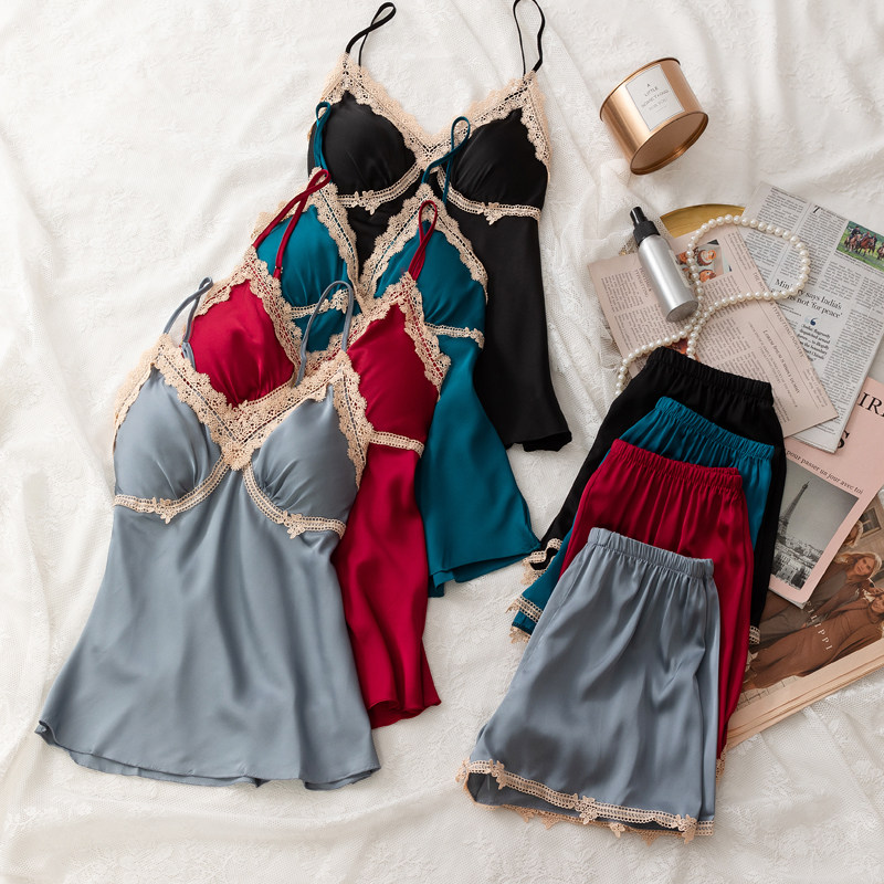 冰丝夏季吊带短裤套装性感蕾丝睡衣 瑞梦朵睡衣/家居服套装