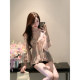 JustQin Tulle Moonlight 2026 New Summer Summer New-neck V-neck Diamond-encrusted Temperament Bell Sleeve Top Chiffon Shirt for Women
