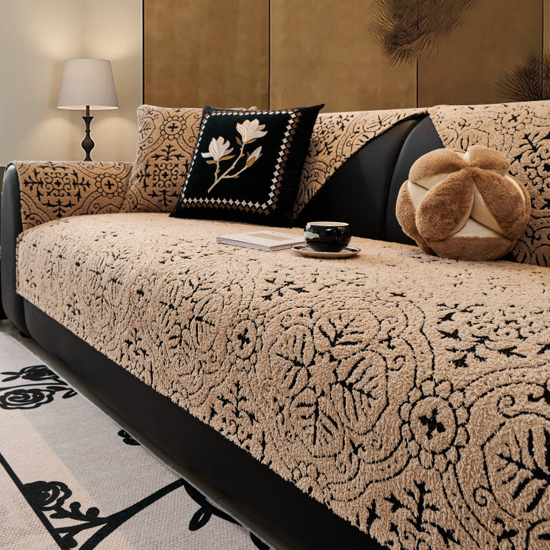 中古风法式半边绒沙发垫四季通用防滑沙发布氛围感防滑套罩坐垫子,淘宝优惠券,粉丝福利购,淘宝优惠卷