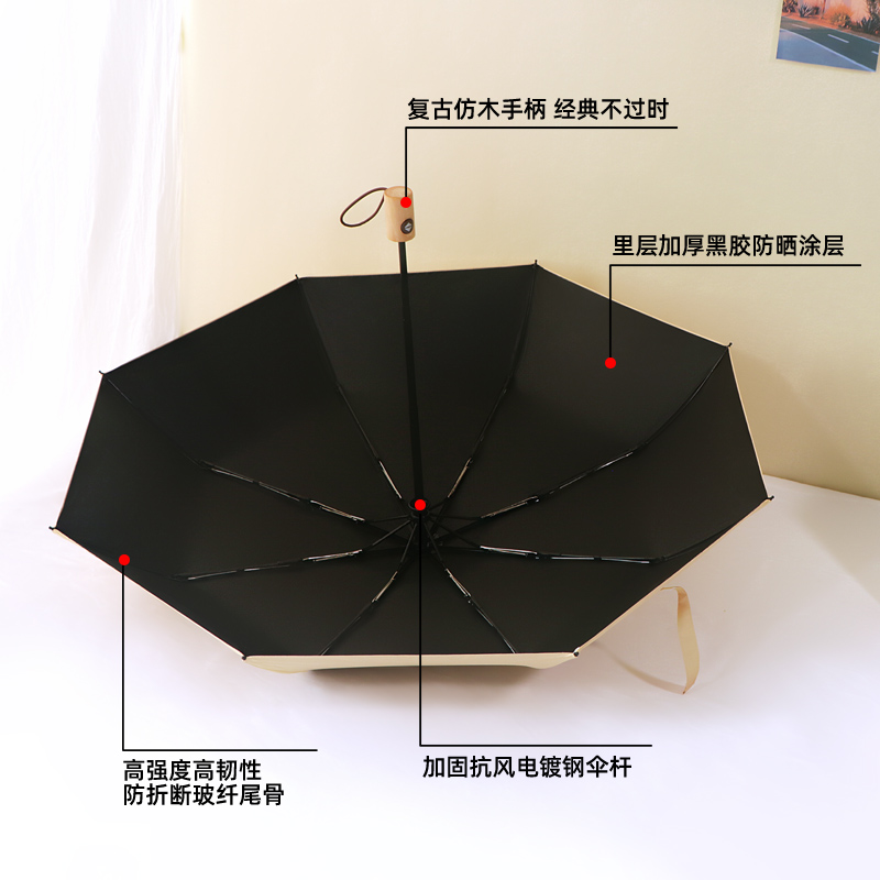 雨傘女ins風折疊晴雨兩用高顏值全自動男遮陽防曬防紫外線太陽傘_洛雨旗艦店_居家日用