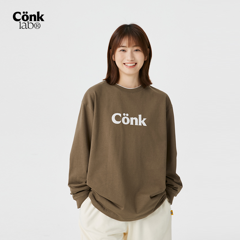 conklab基础字母印花长袖T恤男春秋款潮牌情侣上衣休闲宽松打底衫