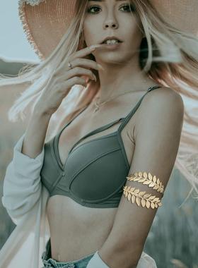 欧美新款树叶臂环罗马开口手镯