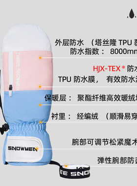 2023新款单板滑雪手套闷子男女包指滑雪手套防水防风触屏防滑保暖