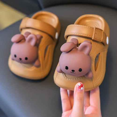 Кролик, летние детские тапочки для ванны, нескользящая пляжная обувь для раннего возраста для мальчиков, сандалии, семейный стиль