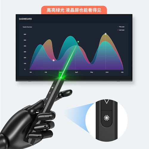 惠斯特G6翻页笔大功率超亮绿激光教师用多功能ppt遥控笔适用希沃白板一体机多媒体课件二合一教学讲课投影笔 - 图0