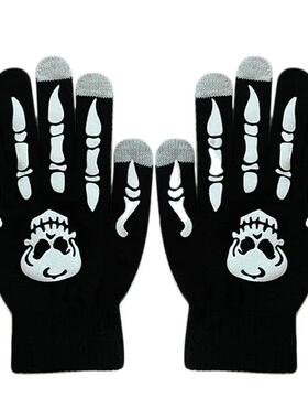 Halloween luminous skull gloves万圣节夜光骷髅头手套