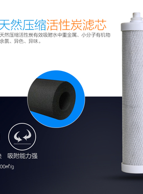 锁牙压缩活性炭CTO带牙椰壳碳棒烧结 活性炭2分外牙净水器滤芯