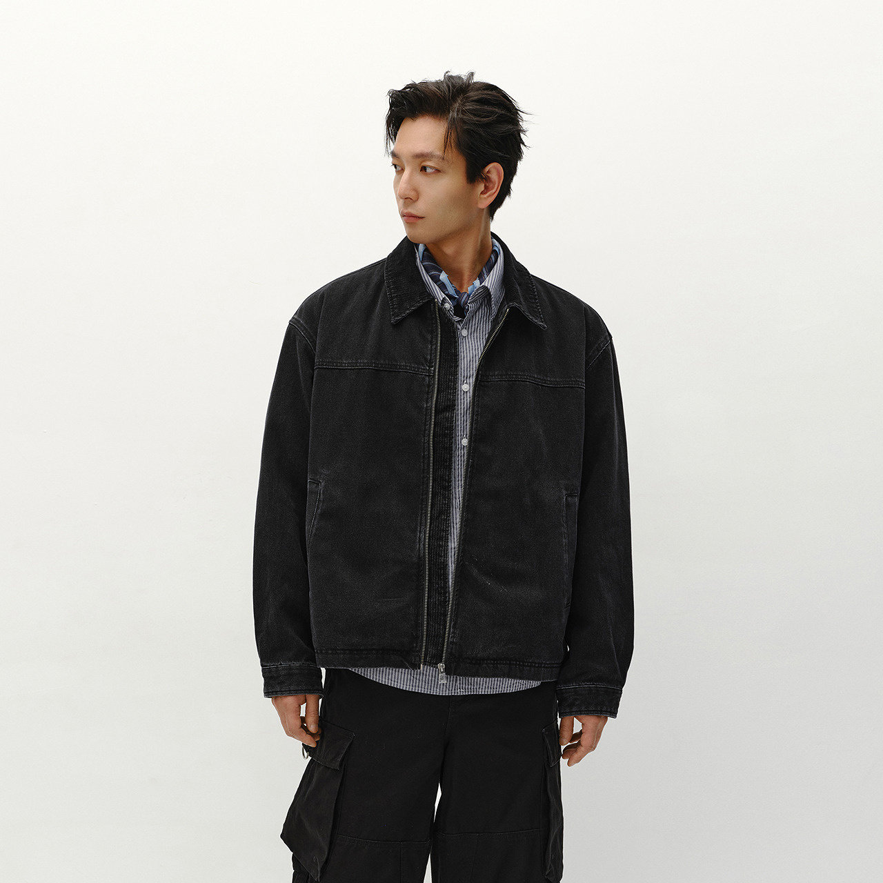 森马夹克男冬宽松痞帅美式复古水洗牛仔外套时尚百搭棉服拉链开衫,淘宝优惠券,粉丝福利购,淘宝优惠卷