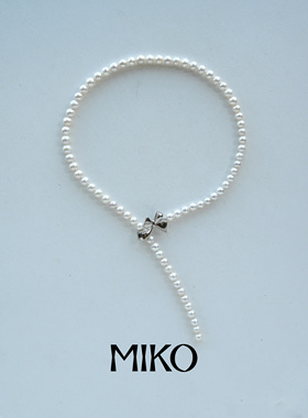 夏季新款天然淡水珍珠项链女款蝴蝶结小众设计高级感气质百搭颈链