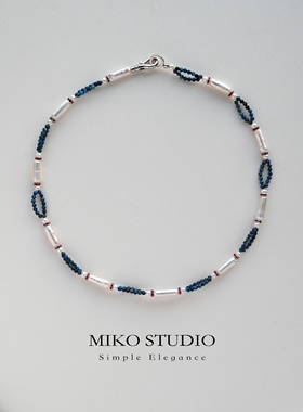 新款天然淡水珍珠项链尖晶石青金石颈链银项链女高级感设计师轻奢